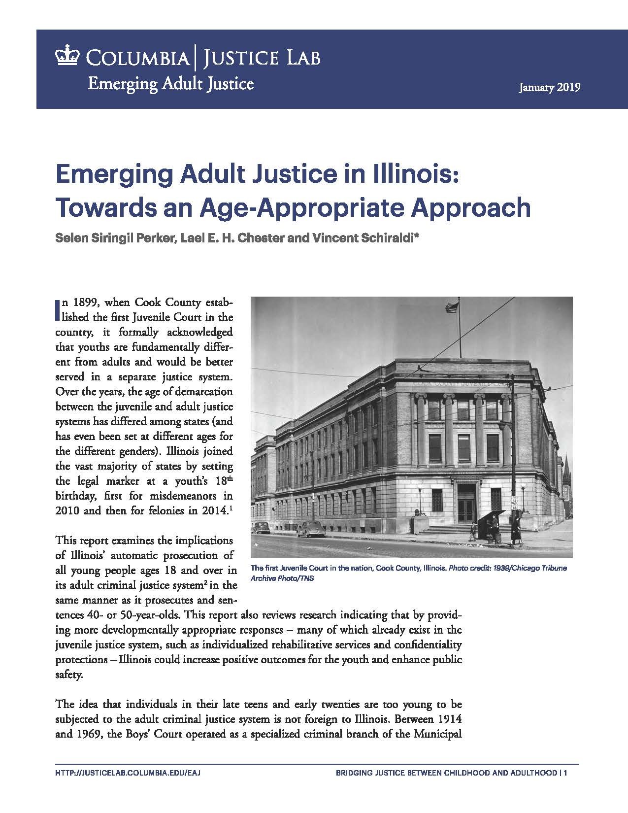 Emerging Adult Justice in Illinois: Towards an Age-Appropriate Approach
