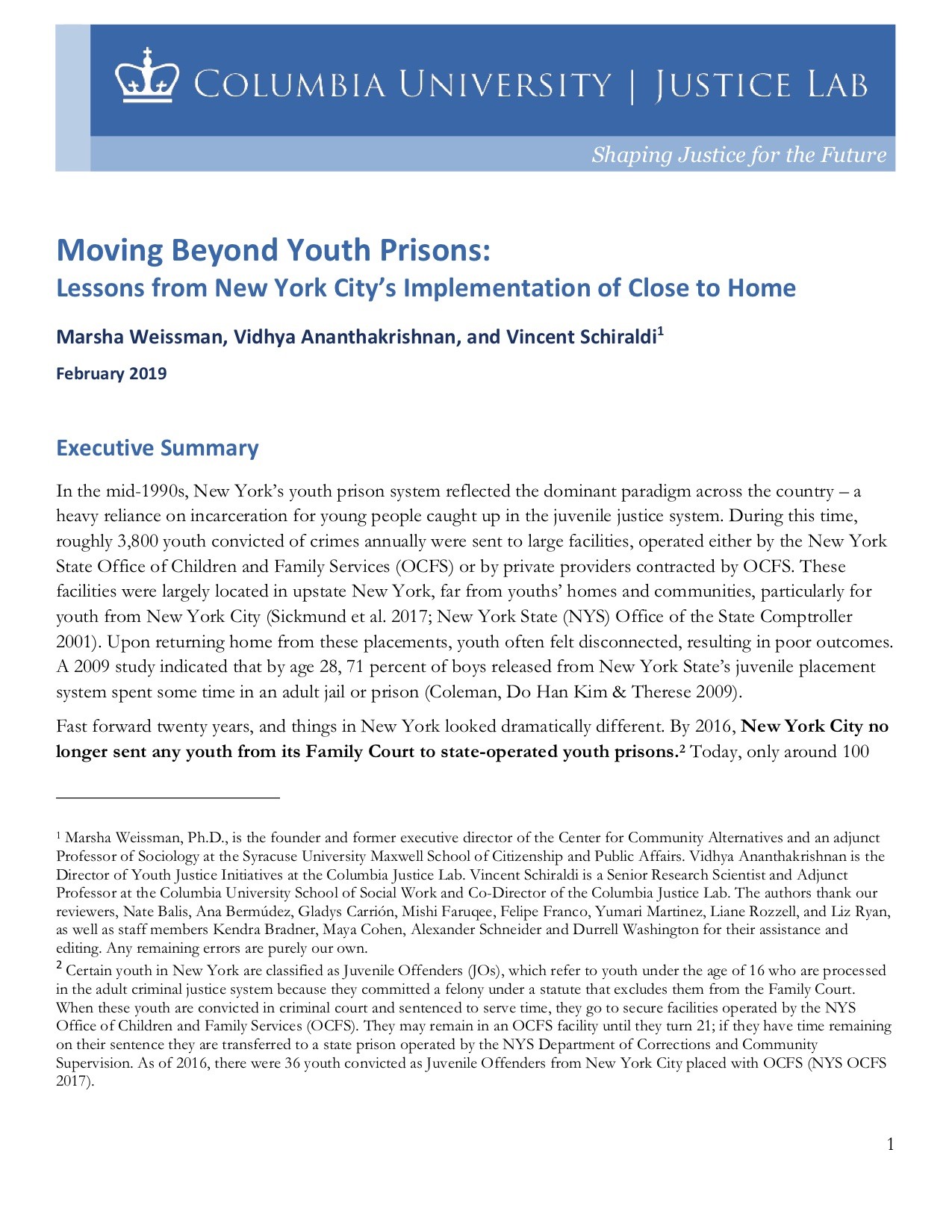 Moving Beyond Youth Prisons: Lessons from New York City’s Implementation of Close to Home