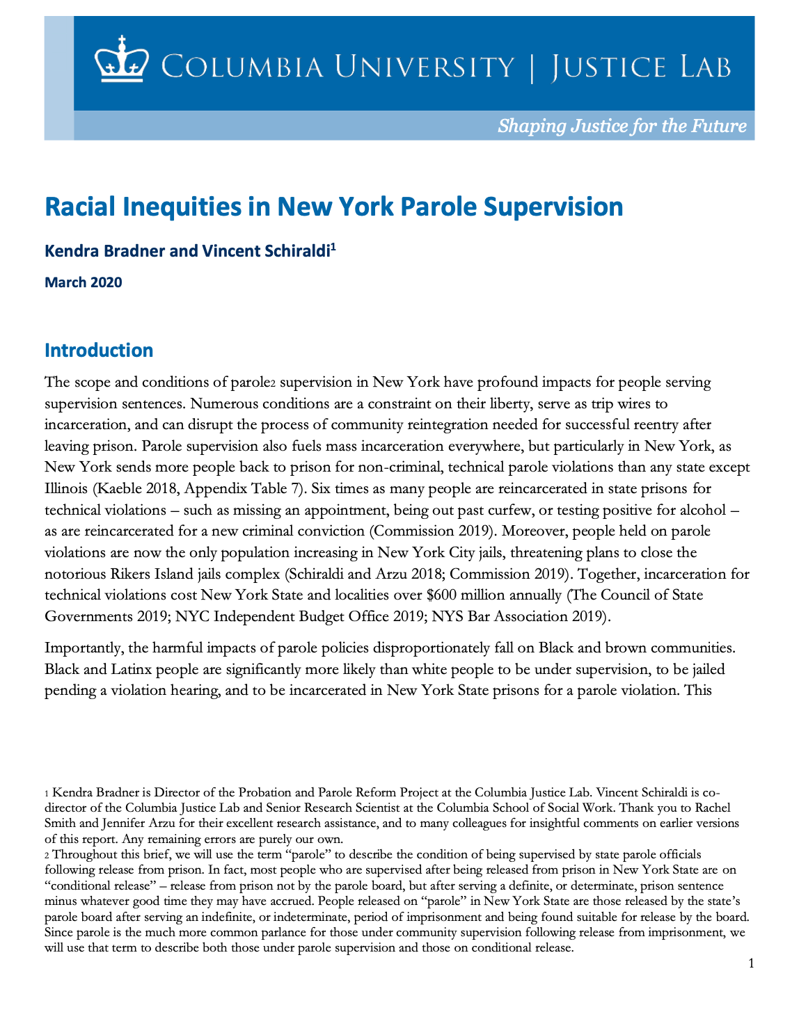 Racial Inequities in New York Parole Supervision