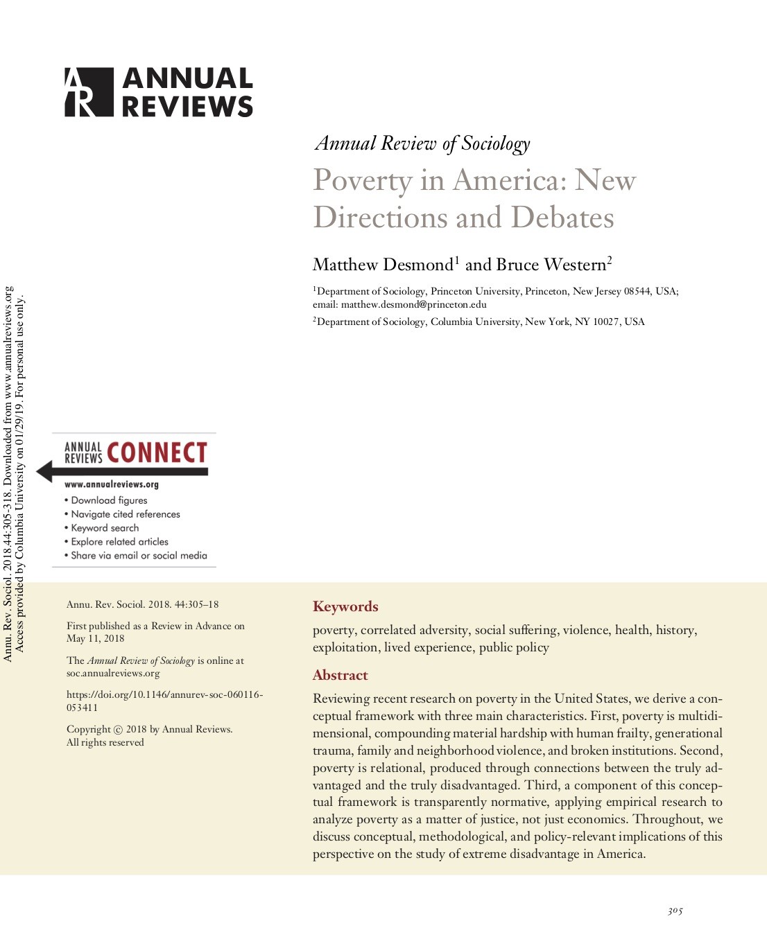 Poverty in America: New Directions and Debates