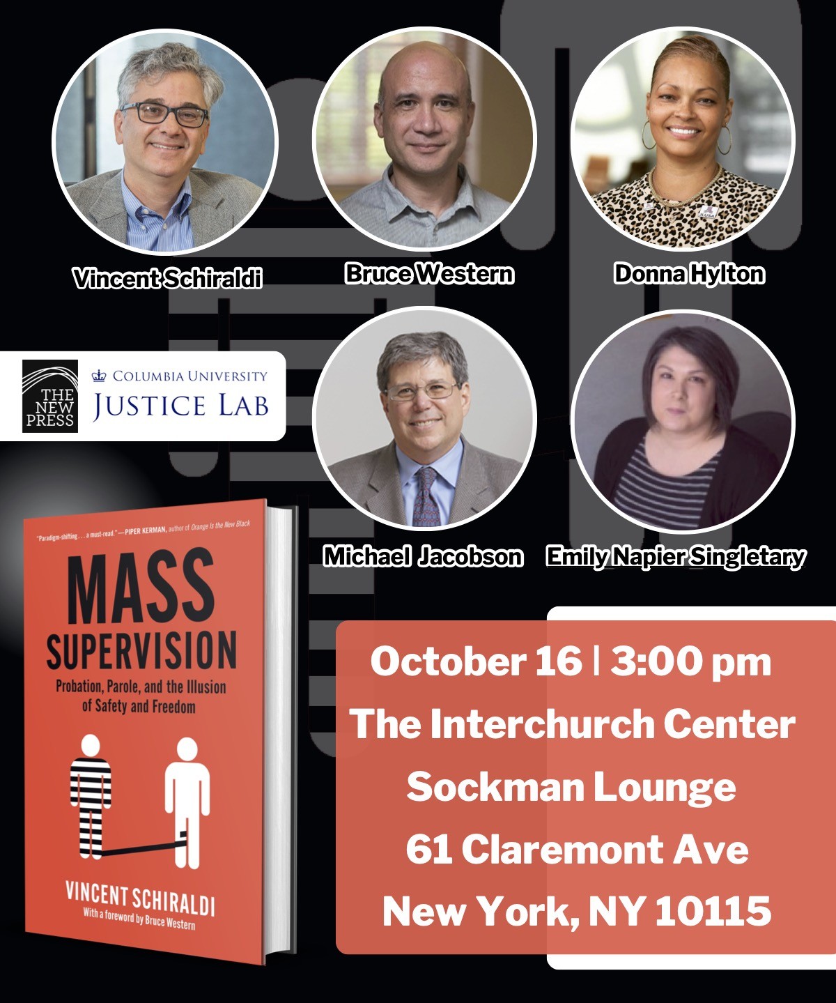 Event flyer for Mass Supervision book discussion